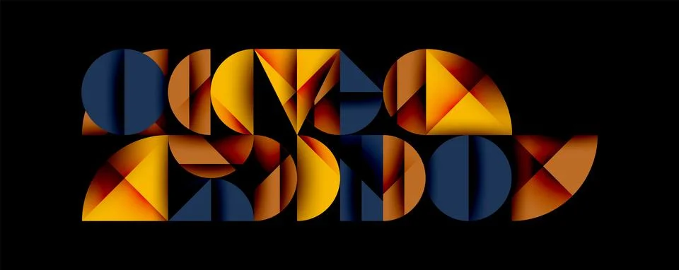 Abstract geometric pattern with intersecting circles and triangles in gradients. Stock Illustration