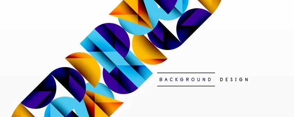 Abstract geometric pattern with intersecting circles and triangles in gradients. Stock Illustration