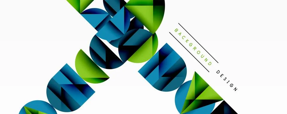 Abstract geometric pattern with intersecting circles and triangles in gradients. Stock Illustration