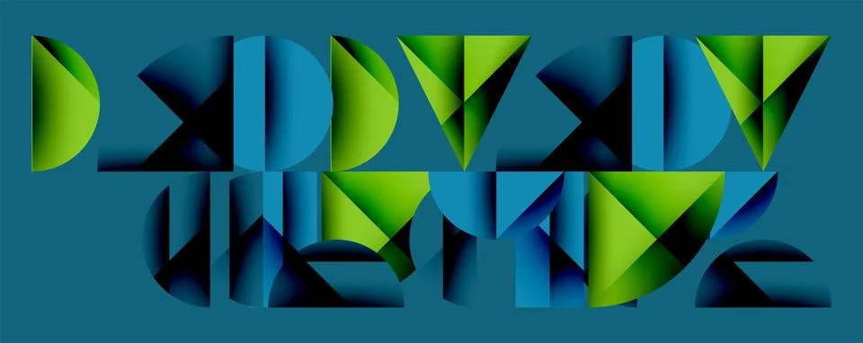 Abstract geometric pattern with intersecting circles and triangles in gradients. Illustrazione stock
