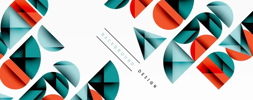 Abstract geometric pattern with intersecting circles and triangles in gradients. Stock Illustration