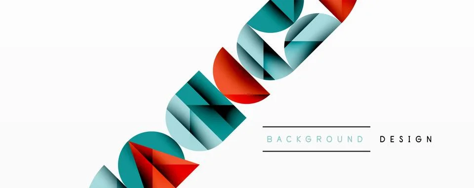 Abstract geometric pattern with intersecting circles and triangles in gradients. Illustrazione stock