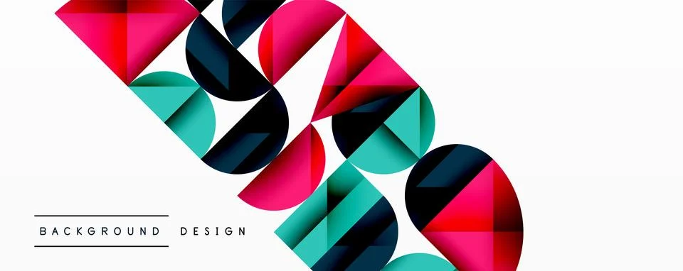 Abstract geometric pattern with intersecting circles and triangles in gradients. Stock Illustration
