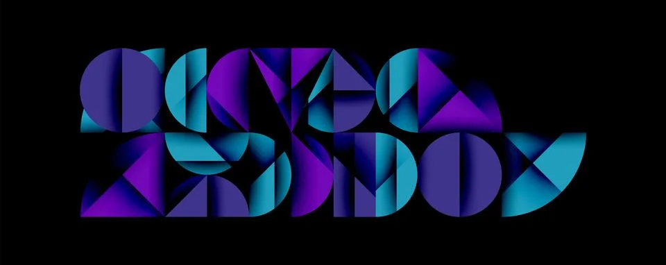 Abstract geometric pattern with intersecting circles and triangles in gradients. Illustrazione stock