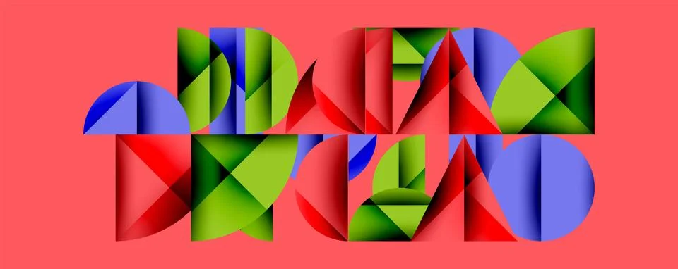 Abstract geometric pattern with intersecting circles and triangles in gradi.. Stock Illustration