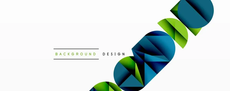 Abstract geometric pattern with intersecting circles and triangles in gradients. Illustrazione stock