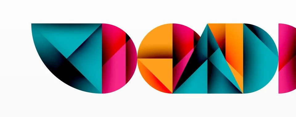 Abstract geometric pattern with intersecting circles and triangles in gradients. Stock Illustration