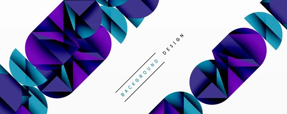 Abstract geometric pattern with intersecting circles and triangles in gradients. Stock Illustration