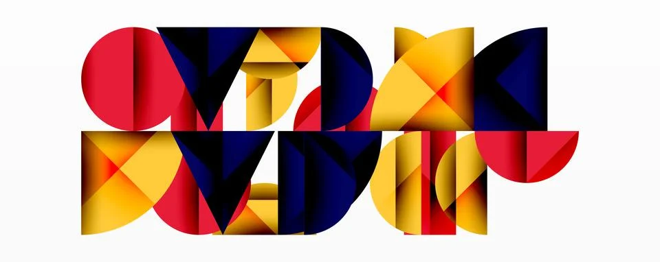 Abstract geometric pattern with intersecting circles and triangles in gradi.. Illustrazione stock