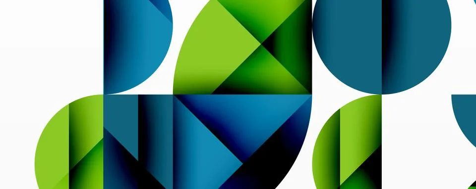 Abstract geometric pattern with intersecting circles and triangles in gradi.. Stock Illustration