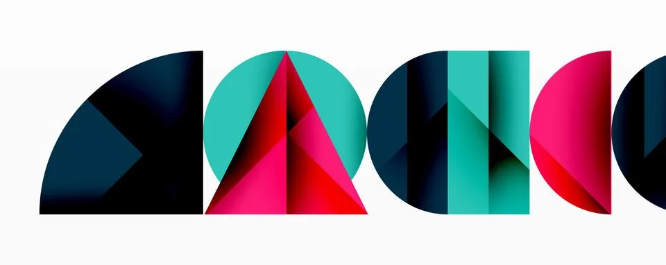 Abstract geometric pattern with intersecting circles and triangles in gradi.. Ilustración de archivo