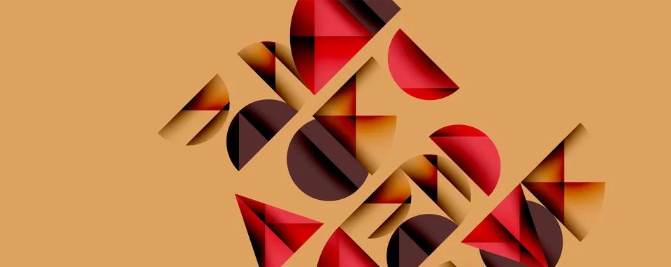 Abstract geometric pattern with intersecting circles and triangles in gradients. Stock Illustration