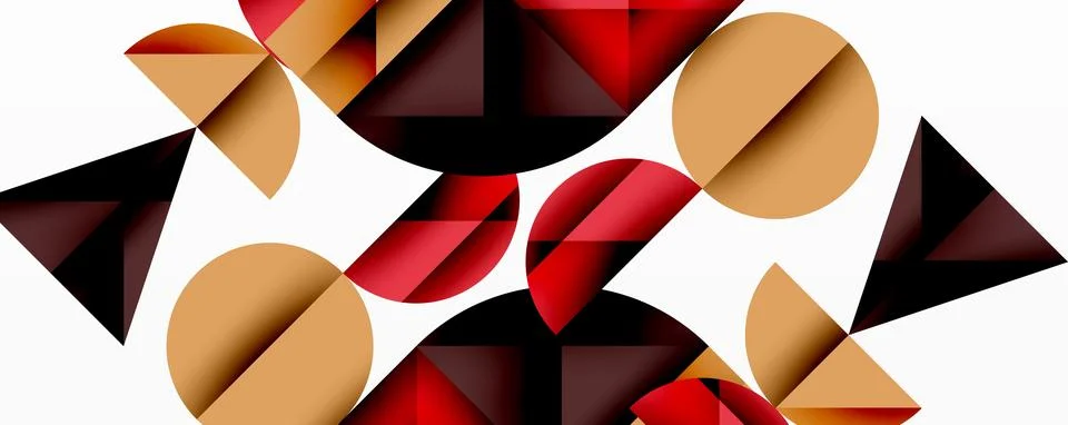 Abstract geometric pattern with intersecting circles and triangles in gradients. Stock Illustration