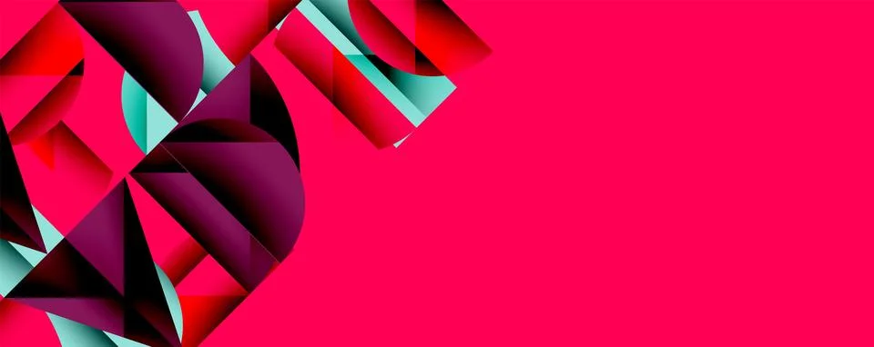 Abstract geometric pattern with intersecting circles and triangles in gradients. Illustrazione stock
