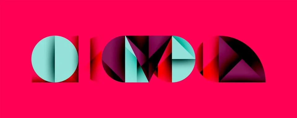 Abstract geometric pattern with intersecting circles and triangles in gradients. Stock Illustration