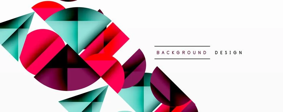 Abstract geometric pattern with intersecting circles and triangles in gradients. Illustrazione stock