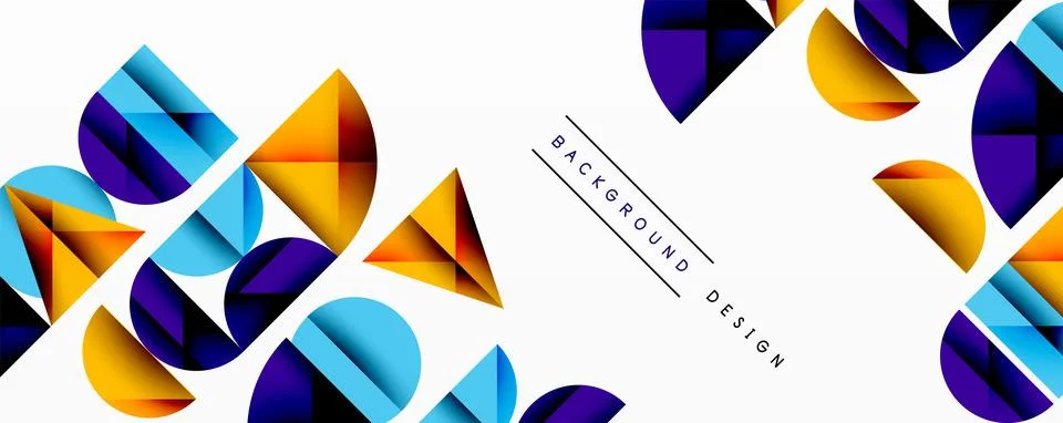 Abstract geometric pattern with intersecting circles and triangles in gradients. Stock Illustration