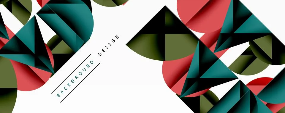 Abstract geometric pattern with intersecting circles and triangles in gradients. Illustrazione stock