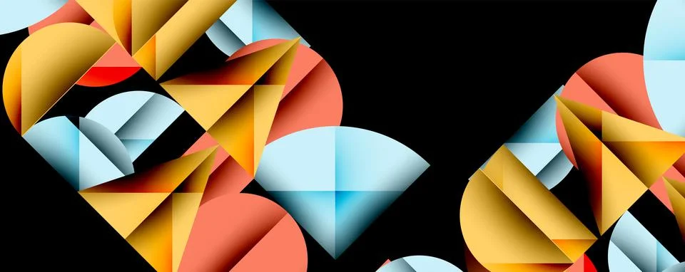 Abstract geometric pattern with intersecting circles and triangles in gradi.. Stock Illustration