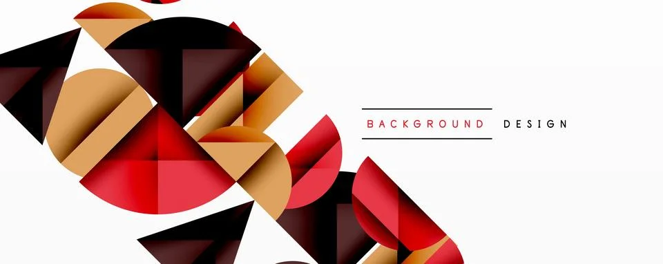 Abstract geometric pattern with intersecting circles and triangles in gradients. Illustrazione stock
