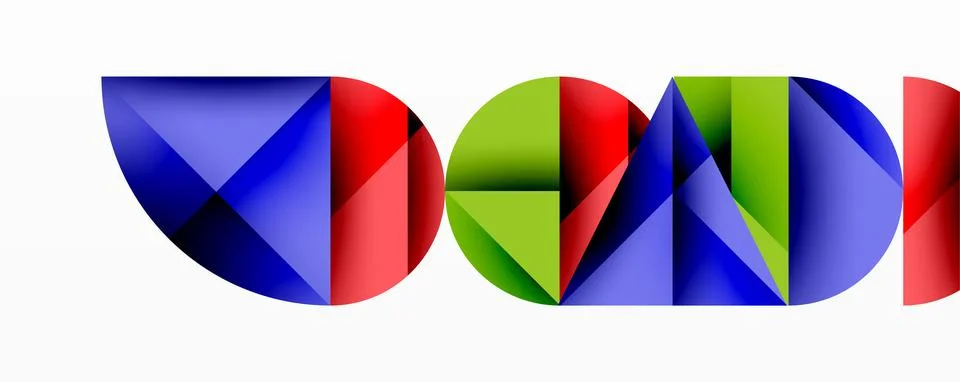 Abstract geometric pattern with intersecting circles and triangles in gradients. Illustrazione stock