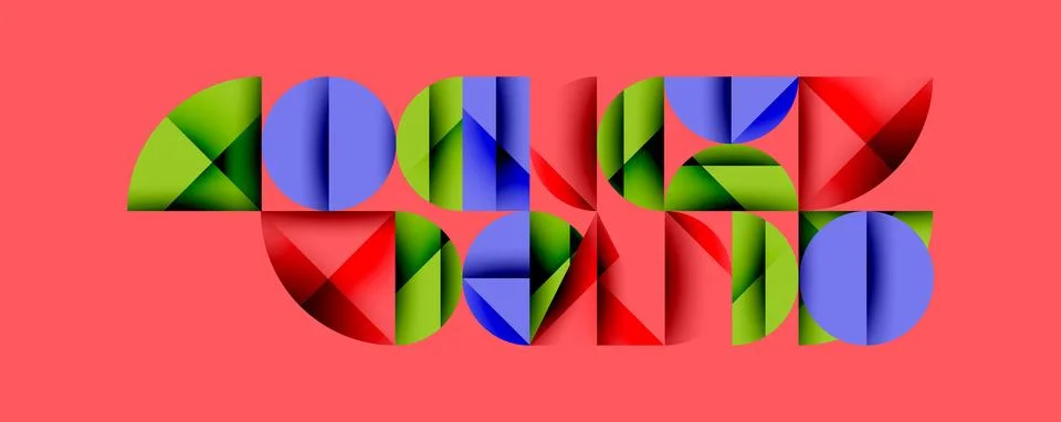 Abstract geometric pattern with intersecting circles and triangles in gradients. Stockillustratie