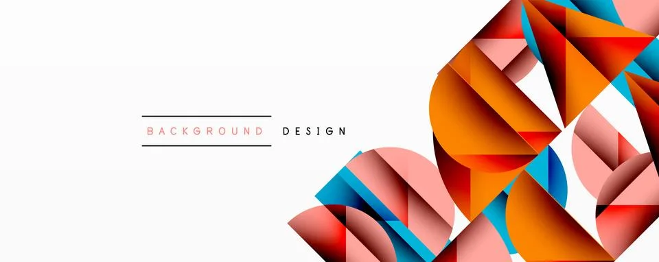 Abstract geometric pattern with intersecting circles and triangles in gradients. Illustrazione stock