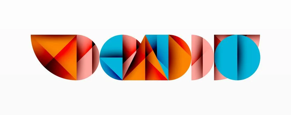 Abstract geometric pattern with intersecting circles and triangles in gradients. Stock Illustration