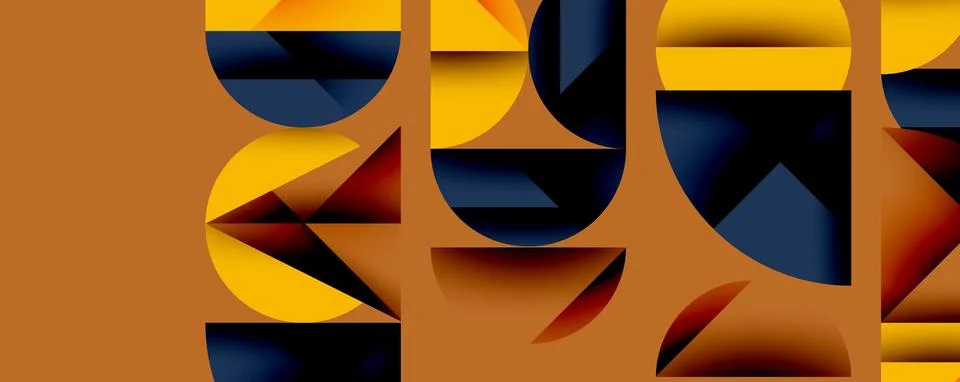 Abstract geometric pattern with intersecting circles and triangles in gradients. Stock Illustration