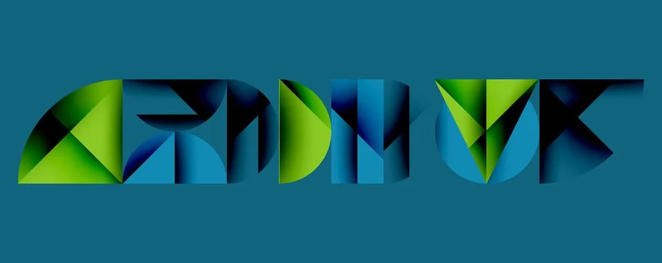 Abstract geometric pattern with intersecting circles and triangles in gradients. Illustrazione stock