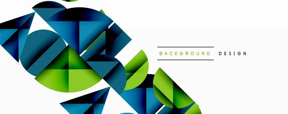 Abstract geometric pattern with intersecting circles and triangles in gradients. Illustrazione stock