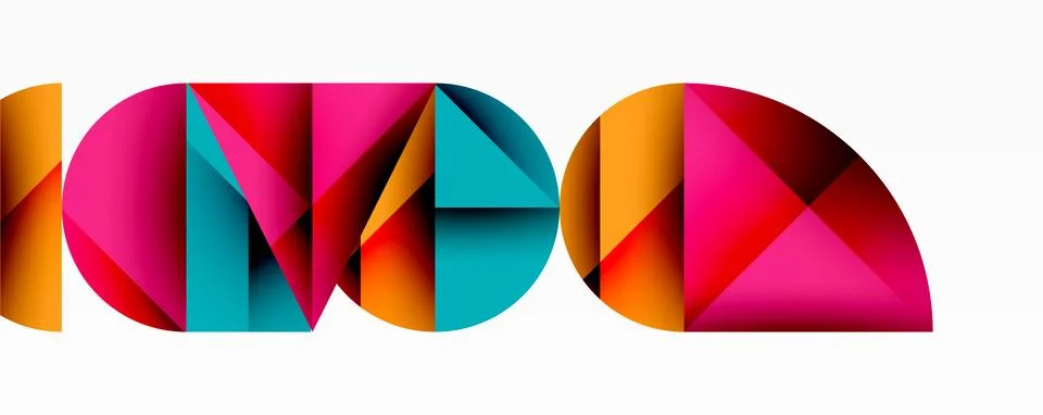 Abstract geometric pattern with intersecting circles and triangles in gradients. Illustrazione stock