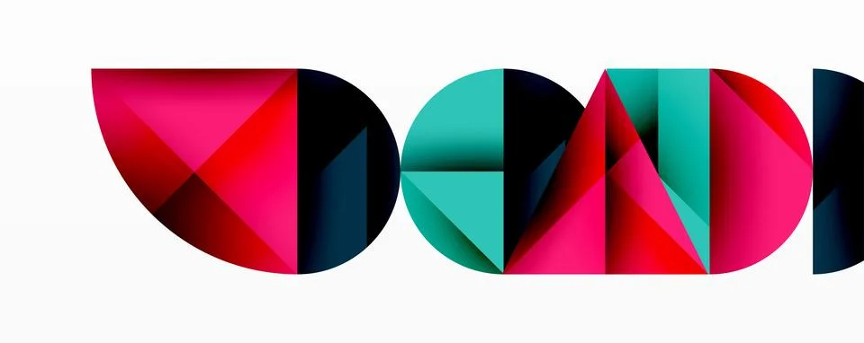 Abstract geometric pattern with intersecting circles and triangles in gradients. Stock Illustration