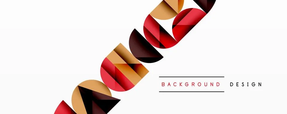 Abstract geometric pattern with intersecting circles and triangles in gradients. Illustrazione stock