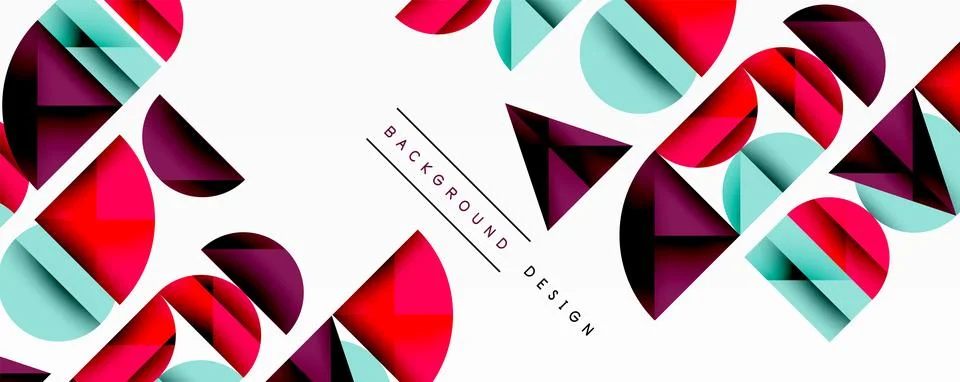 Abstract geometric pattern with intersecting circles and triangles in gradients. Stock Illustration