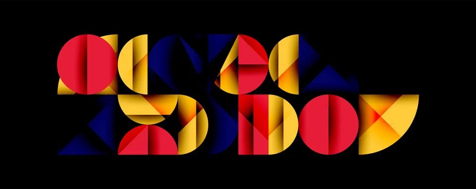 Abstract geometric pattern with intersecting circles and triangles in gradients. Stock Illustration