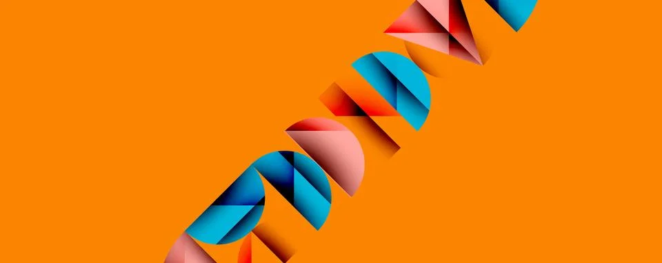Abstract geometric pattern with intersecting circles and triangles in gradients. Illustrazione stock