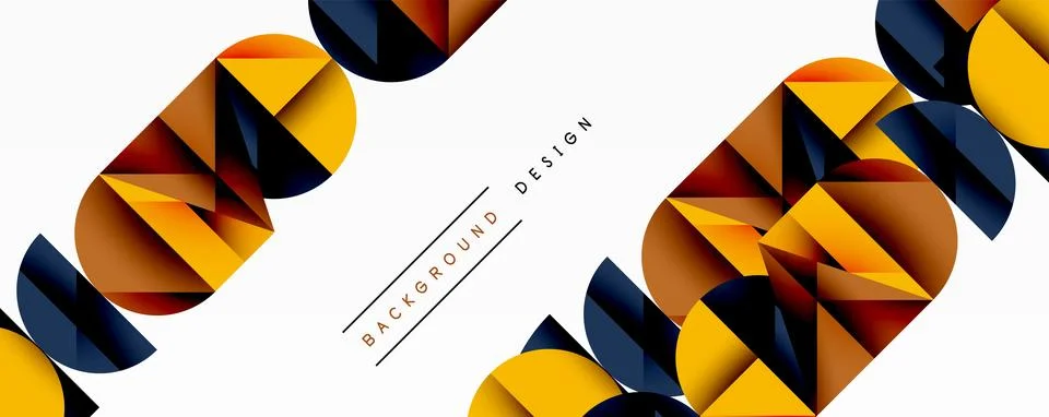 Abstract geometric pattern with intersecting circles and triangles in gradients. Stock Illustration