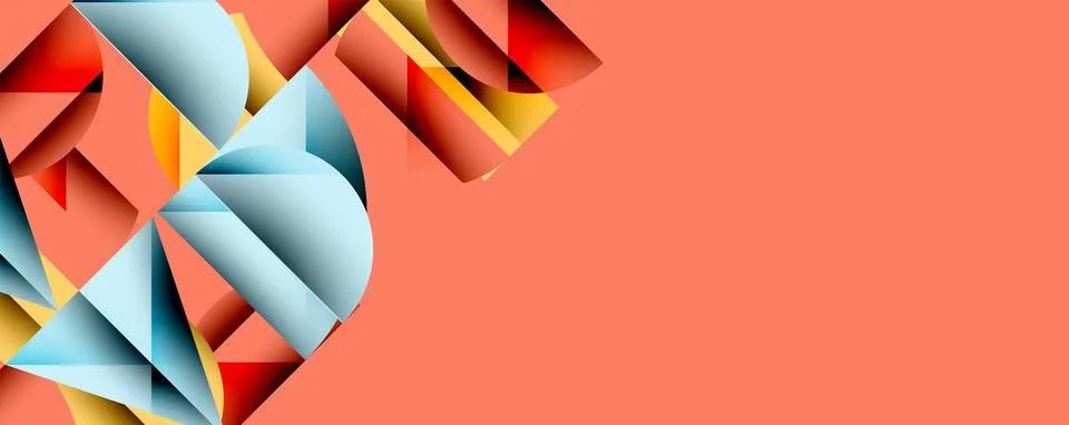 Abstract geometric pattern with intersecting circles and triangles in gradients. Ilustración de archivo