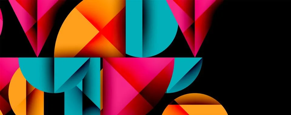 Abstract geometric pattern with intersecting circles and triangles in gradients. Stock Illustration