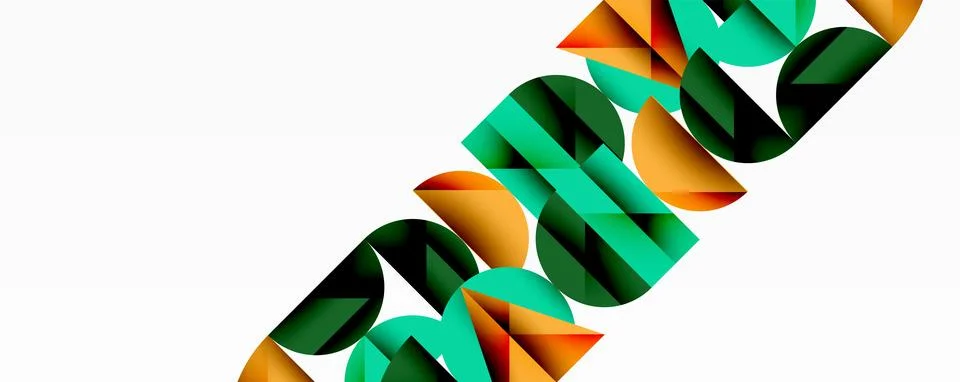 Abstract geometric pattern with intersecting circles and triangles in gradients. Stock Illustration