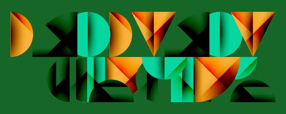 Abstract geometric pattern with intersecting circles and triangles in gradients. Stock Illustration