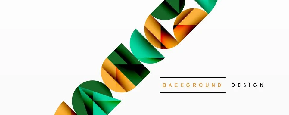 Abstract geometric pattern with intersecting circles and triangles in gradients. Stock Illustration