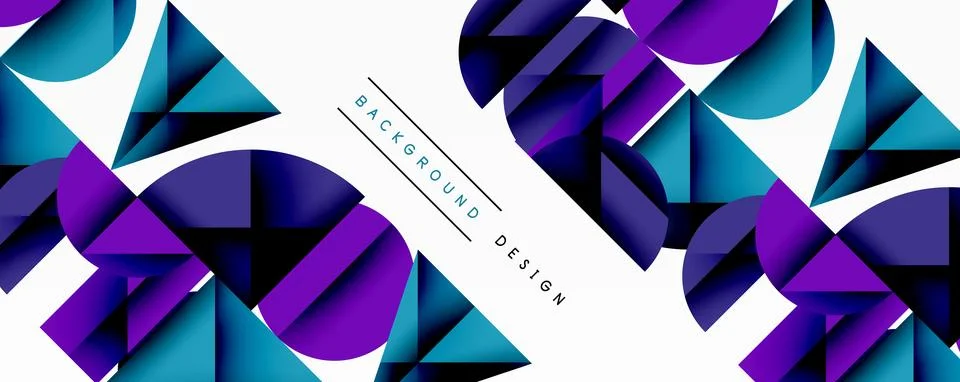 Abstract geometric pattern with intersecting circles and triangles in gradients. Illustrazione stock