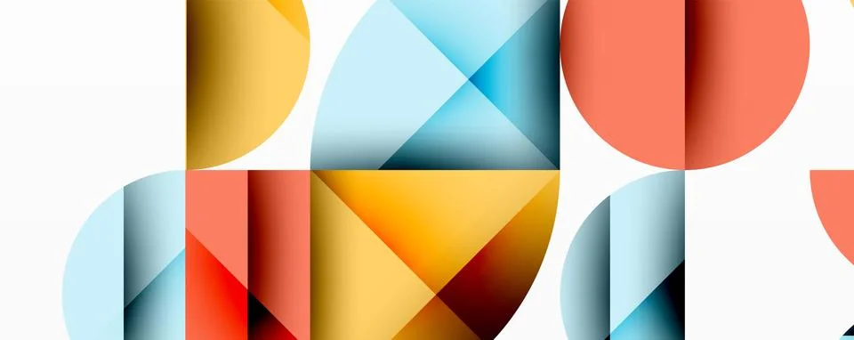 Abstract geometric pattern with intersecting circles and triangles in gradients. Stock Illustration