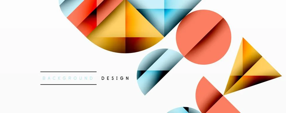 Abstract geometric pattern with intersecting circles and triangles in gradients. Ilustración de archivo