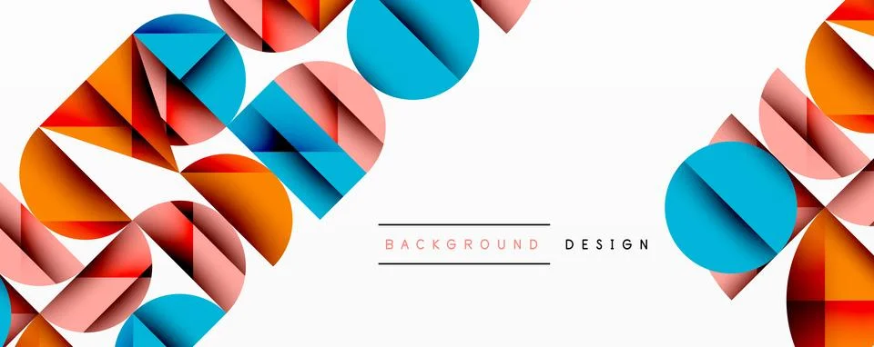 Abstract geometric pattern with intersecting circles and triangles in gradients. Stock Illustration