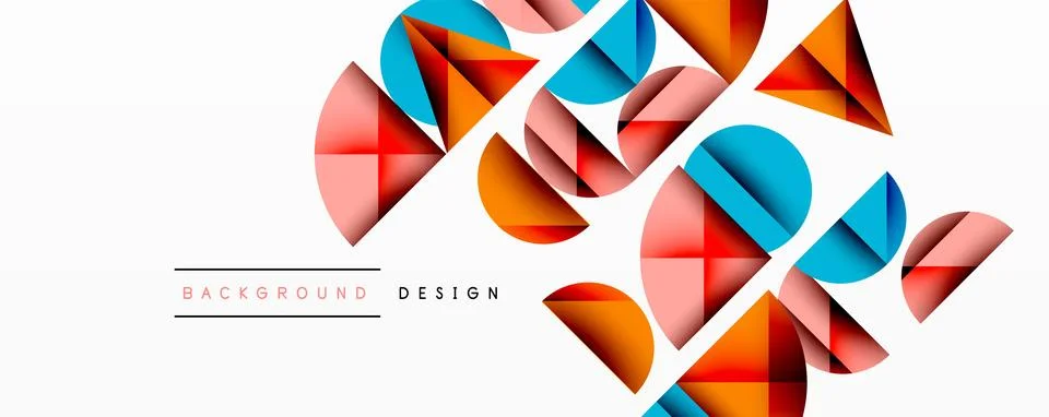 Abstract geometric pattern with intersecting circles and triangles in gradients. Stock Illustration