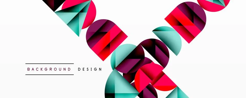 Abstract geometric pattern with intersecting circles and triangles in gradients. Illustrazione stock