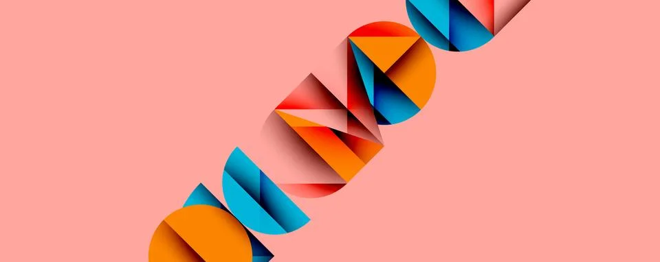 Abstract geometric pattern with intersecting circles and triangles in gradients. Illustrazione stock